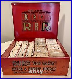 DURO Decal Co Sign Maker Letter & Number Decals Red Metal Vintage Store Display