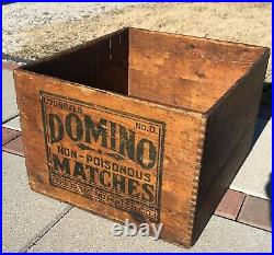 Diamond Match Co Domino Non Poisonous Matches Wooden Box Crate Wood Antique Vtg