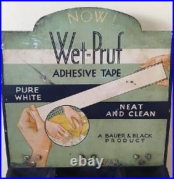 Early 1900s Wet-Pruf Adhesive Tape Tin Lithographed Display Case, pre-Band-Aid