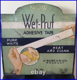 Early 1900s Wet-Pruf Adhesive Tape Tin Lithographed Display Case, pre-Band-Aid