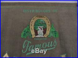 Early Vintage FAMOUS OLYMPIA BEER Huge VELOUR BANNER With Fringes/Dowel
