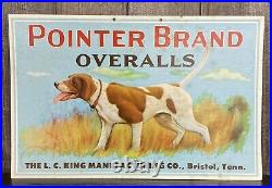 Early Vintage Heavy Card Stock Pointer Brand Overalls Advertising Sign Display