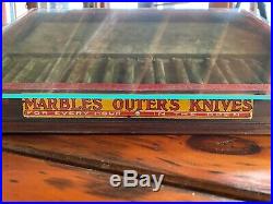 Early Vintage Marble's Outer's Knife Store Counter Display Case Knives Gladstone
