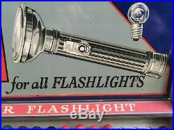 Eveready Mazda Flashlight Bulb Store Display. Vintage 1930s-40s tin-litho