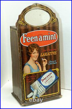 FEEN-A-MINT Laxative Candy/Gum 1920s TIN Antique vtg Store Display Cabinet Box