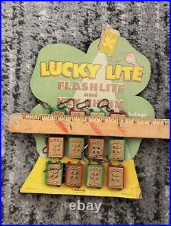 Flashlight Keychain Display Counter-Top Store Toy Lucky Charm Lite Vintage 1940s