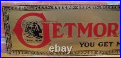 GETMOR HOSIERY You Get More Wear Old Reverse Glass Store Display Ad Sign