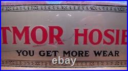 GETMOR HOSIERY You Get More Wear Old Reverse Glass Store Display Ad Sign