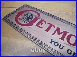 GETMOR HOSIERY You Get More Wear Old Reverse Glass Store Display Ad Sign