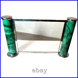 GUCCI Italy STORE DISPLAY Fixture Desk Stand Silver Tone Malachite Style VINTAGE
