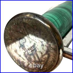 GUCCI Italy STORE DISPLAY Fixture Desk Stand Silver Tone Malachite Style VINTAGE