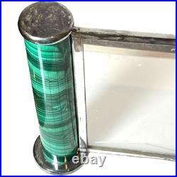 GUCCI Italy STORE DISPLAY Fixture Desk Stand Silver Tone Malachite Style VINTAGE