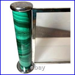 GUCCI Italy STORE DISPLAY Fixture Desk Stand Silver Tone Malachite Style VINTAGE