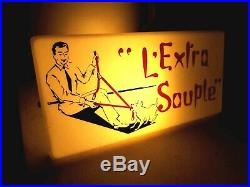 Great antique light sign, advertising display SUSPENDERS with dog