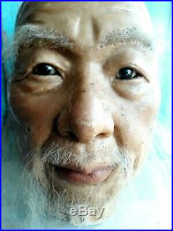 Great, vintage WAX mannequin head, WAX head, Old Chinese man, lifelike and lifesize