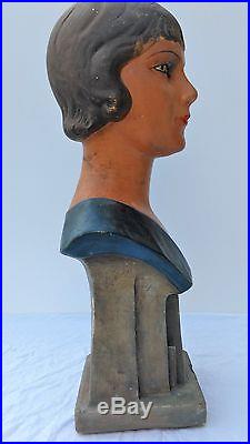 Great, vintage mannequin head, plaster, mannequin bust, female, art-deco Bruxelle