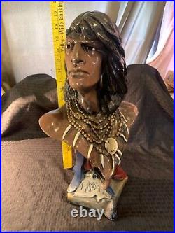 Hiawatha Chief Chalkware Native Cigar Store Display Vintage Bust Figure
