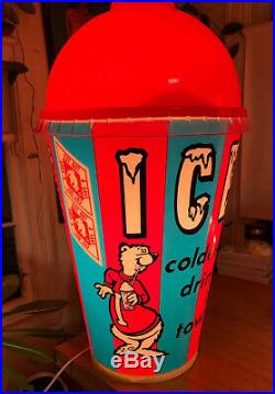 Icee Sign Display Vintage Light Cup Advertising Polar Bear