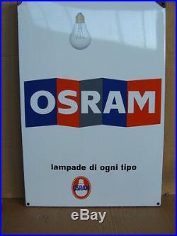 Insegna Smaltata Osram Lampadine Vintage Sign Smalterie Lombarde