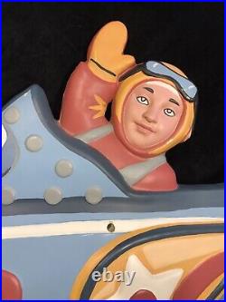 LARGE 60 Vtg Rocket Man Space Ship Astronaut Wall Sign TOY STORE DISPLAY Arcade