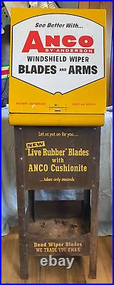 LARGE Vintage ANCO Windshield Wiper Blades And Arms Metal Store Display Cabinet