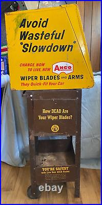 LARGE Vintage ANCO Windshield Wiper Blades And Arms Metal Store Display Cabinet