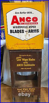 LARGE Vintage ANCO Windshield Wiper Blades And Arms Metal Store Display Cabinet