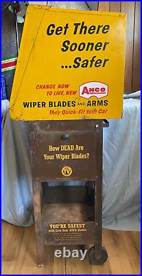 LARGE Vintage ANCO Windshield Wiper Blades And Arms Metal Store Display Cabinet