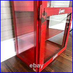 Lance Vintage Display Cabinet Red Metal Glass with Removable Shelves 26x14.5x8