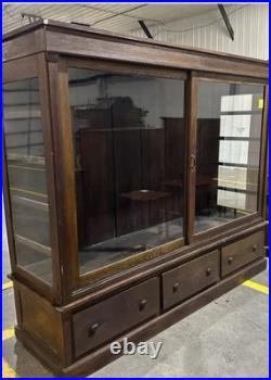 Large Antique General Store Mercantile Display Cabinet Sliding Glass Doors