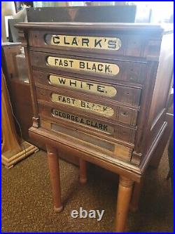 Large Antique Vintage c. 1900 Clark's Spool Cabinet General Store Display Sign