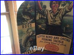 Large Tough South Bend And Oreno Fishing Tackle Bait Store Window Display