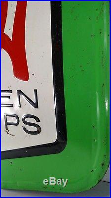 Large Vintage Embossed Tin Metal We Give S&h Green Stamps Sign Advertisement