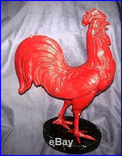 Large Vintage Pathe Disc Phonograph Advertising Store Display Rooster Figurine
