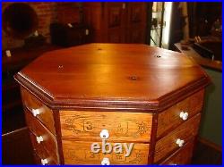 Large antique hardware store rotating revolving bolt or screw cabinet-15868