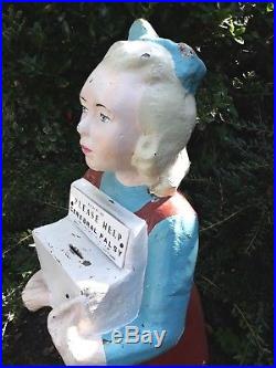 Large, life-size, VINTAGE charity box, donation box, child girl, cerebral palsy CP
