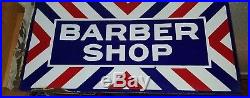 Large original vintage Barber Shop sign 12 x 24 doubled sided porcelain