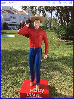 Levi's Figure Cowboy Store Advertising Display Vintage 1950's Statue Saddle Man