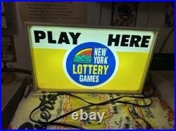Light Up NY Lottery Lotto Sign Vintage New York Rare Plug In Works