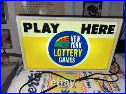 Light Up NY Lottery Lotto Sign Vintage New York Rare Plug In Works