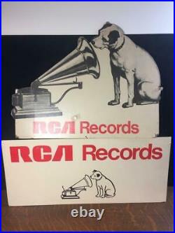 Lot of 2 Vtg RCA VICTOR RECORDS Nipper Dog His Masters Voice Store Display Signs