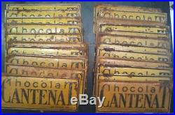 Lot plaques publicitaires ancienne tôle peinte Chocolat CANTENAT Vintage X 55