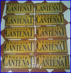Lot plaques publicitaires anciennes tôle peinte Chocolat CANTENAT Vintage X 10