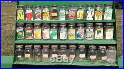 Metal Seed Display Cabinet Folds Up with 33 Seed Jars Country Store 1930 Era VTG