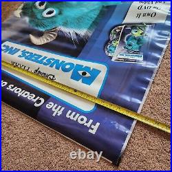 Monsters inc Collectible Banner Poster RARE vintage store display LARGE! 60X30