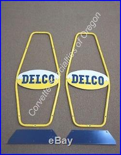NOS Vintage Delco Battery Display Dealership Sign Gas Advertising OK GM Dealer