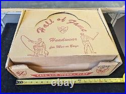 NOS Vintage HALL OF FAME Caps Store Display withBox Fitted Hats Fishing Patches