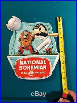 National Bohemian Natty Boh Store Bar Display Vintage Rare Baseball Player