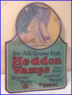 Nice Vintage Heddon Vamps Fishing Lure Cardboard Die Cut Store Display