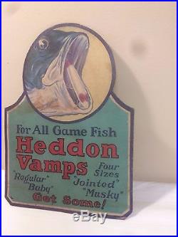 Nice Vintage Heddon Vamps Fishing Lure Cardboard Die Cut Store Display